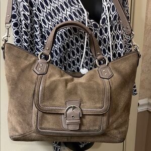 Coach Taupe Suede Izzy Fashion Satchel F25300